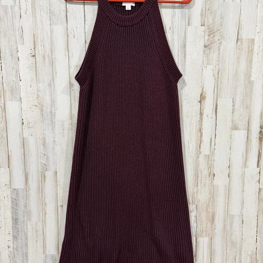 Women's Burgundy Ribbed Knit SWomen's Burgundy Ribbed Knit Sleeveless Mini Dress